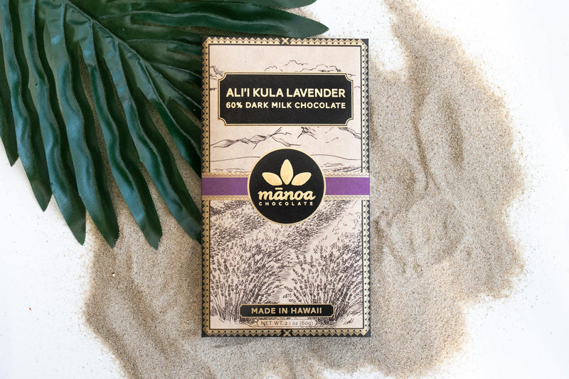 Chocolate & Maui Lavender 60% Dark Milk Handcrafted Bar Island Essence 