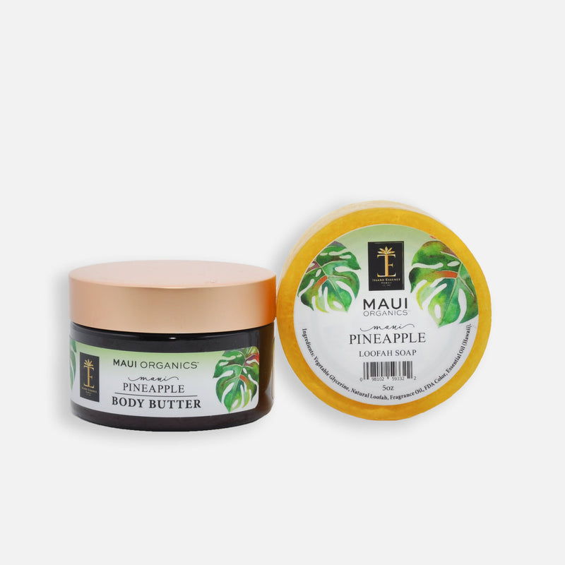 Maui Organics Body Butter and Loofah Duo Bundle Island-Essence-Cosmetics Maui Pineapple 