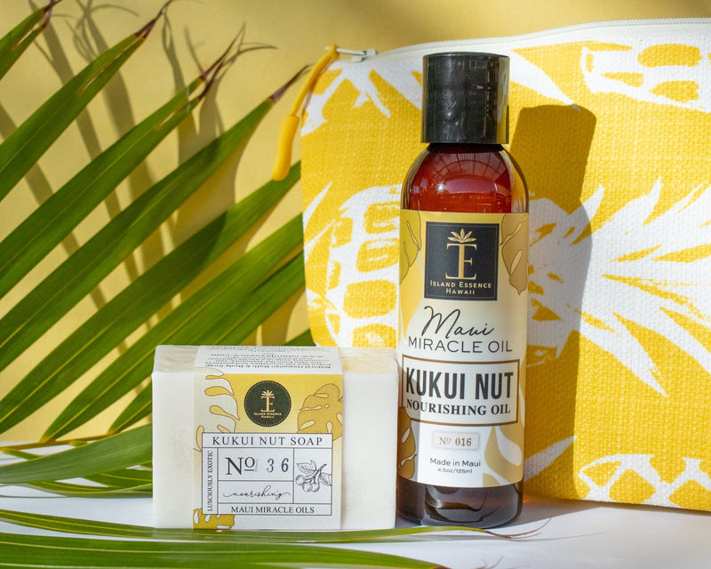 Kukui Nut Oil & Soap Gift Collection with Pineapple Oneloa Bag Bundle Island-Essence-Cosmetics 