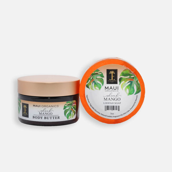 Maui Organics Body Butter and Loofah Duo Bundle Island-Essence-Cosmetics Island Mango 