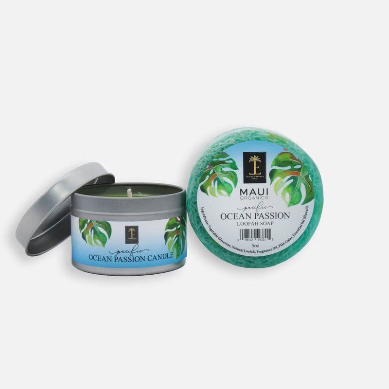 Maui Organics Loofah Soap & Candle Duo--8 Hawaiian Scents Bundle Island-Essence-Cosmetics 