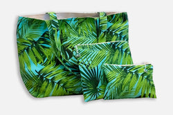 Oneloa Blue & Green Palm Leaf Splashproof Bags bags Island-Essence-Cosmetics 