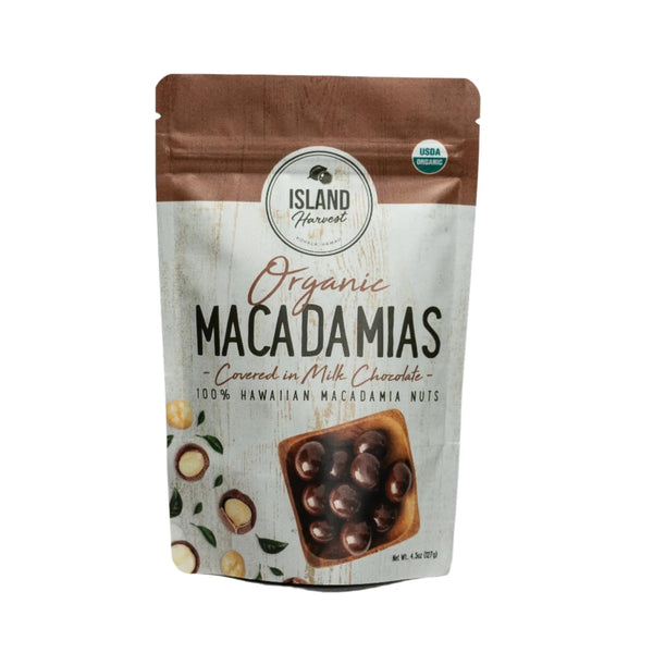 Organic Macadamias with Milk Chocolate from the Big Island Nuts Island Essence 