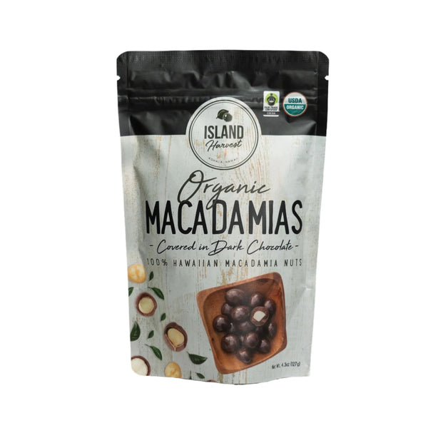 Organic Macadamias with Dark Chocolate from the Big Island Nuts Island Essence 