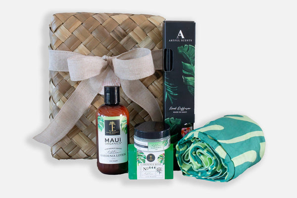 Deluxe Gardenia Hawaiian Gift Basket Bundle Island-Essence-Cosmetics 