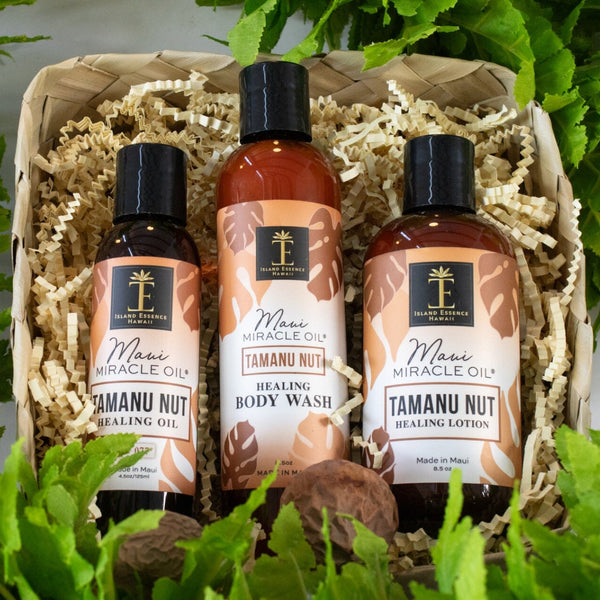 Tamanu Nut Healing Trio Gift Basket Bundle Island Essence 