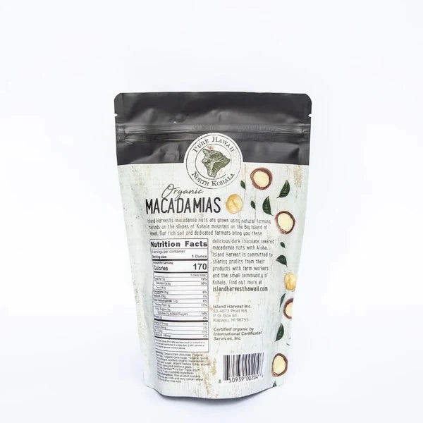 Organic Macadamias with Dark Chocolate from the Big Island Nuts Island Essence 