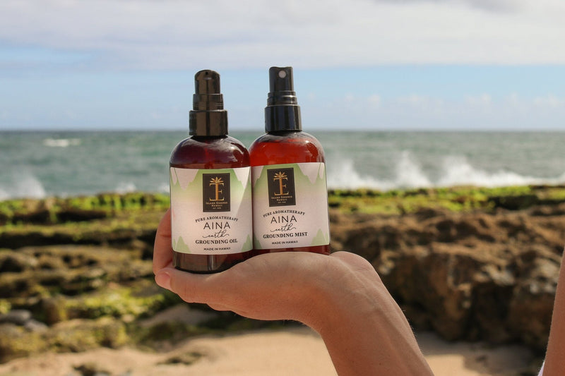 Hawaiian Aromatherapy Aina Oil & Mist in a Green Tropical Bag Bundle Island-Essence-Cosmetics 