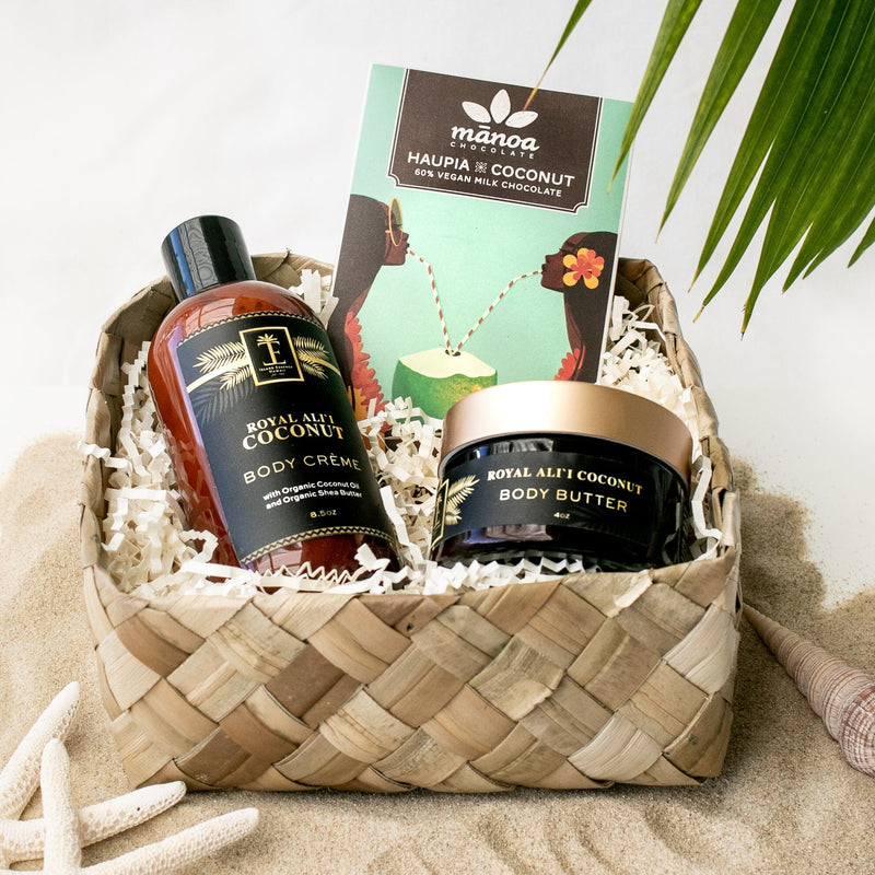 Royal Chocolate & Coconut Hawaiian Gift Basket Island Essence 