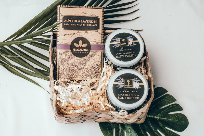 Royal Chocolate & Hawaiian Lavender Gift Basket Island Essence 