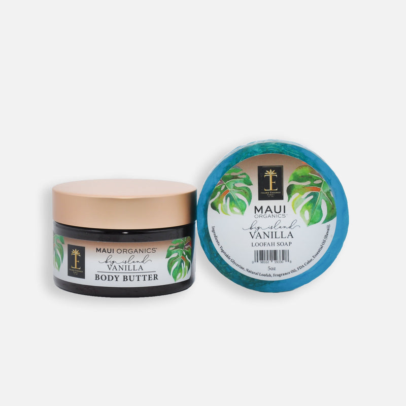 Maui Organics Body Butter and Loofah Duo Bundle Island-Essence-Cosmetics Big Island Vanilla 