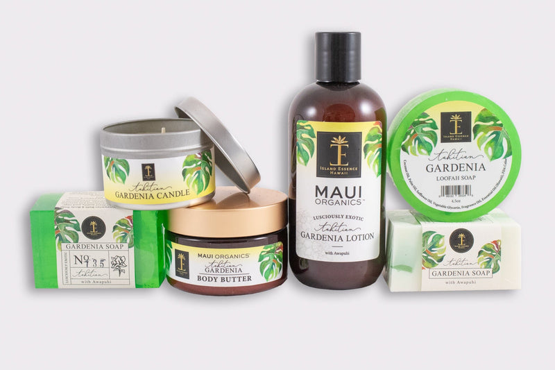 Tahitian Gardenia Body Butter, Soap, and Polish in a Pineapple Oneloa Bag Bundle Island-Essence-Cosmetics 