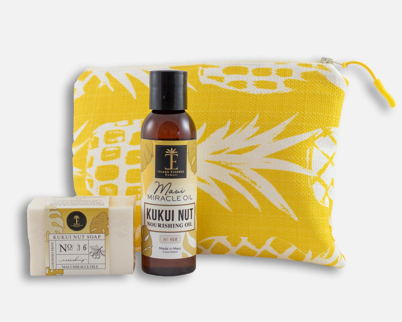 Kukui Nut Oil & Soap Gift Collection with Pineapple Oneloa Bag Bundle Island-Essence-Cosmetics 