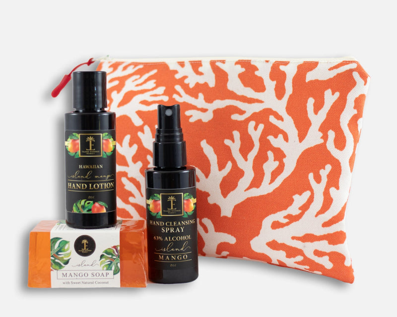 Island Mango Gift Collection with Oneloa Coral Bag Bundle Island-Essence-Cosmetics 