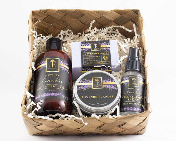 Hawaiian Lavender Gift Collection in Lauhala Basket Bundle Island-Essence-Cosmetics 