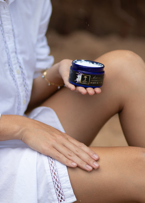 Hawaiian Lavender Body Butter and Body Polish Duo in Oneloa Bag Special Collection Island Essence 