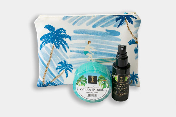Men's Pacific Ocean Passion Loofah Soap & Hand Spray Surfing Blue Toiletry Bag Bundle Island-Essence-Cosmetics 