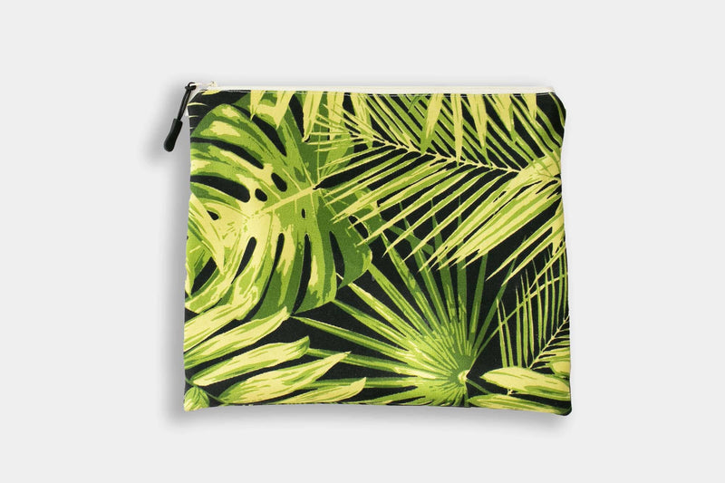 Green & Black Tropical Leaf Splashproof Bag in Two Sizes--by Oneloa bags Island-Essence-Cosmetics Small 6"x9" 