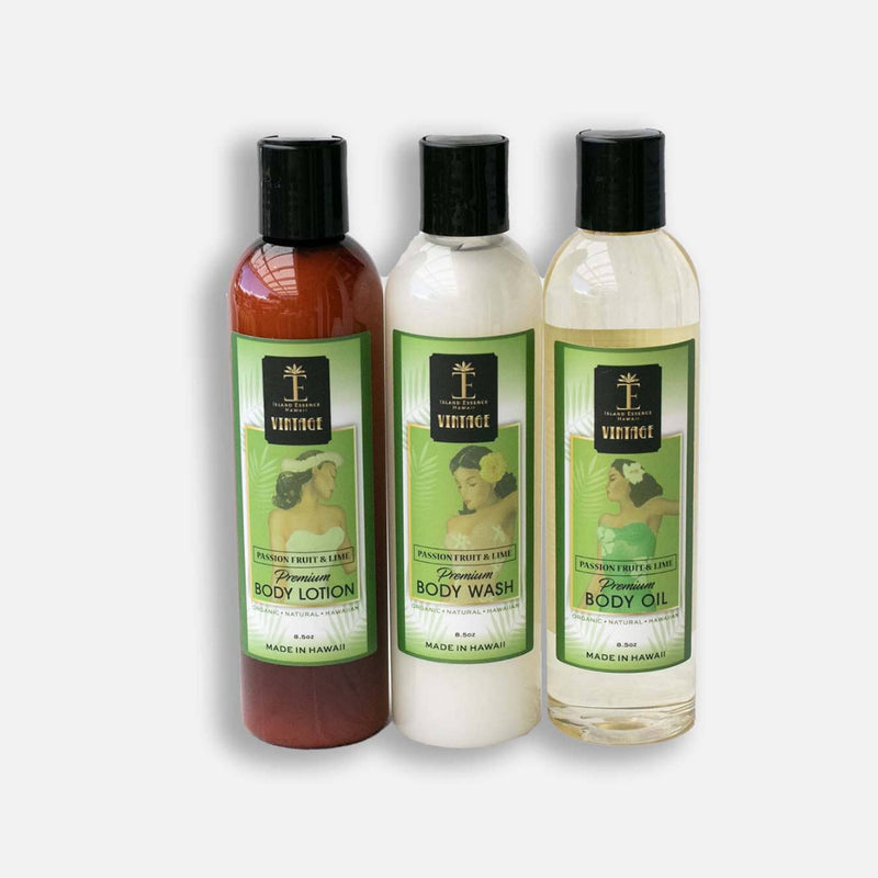Passionfruit & Lime Vintage Trio--Premium Oil, Lotion & Body Wash Bundle Island-Essence-Cosmetics 