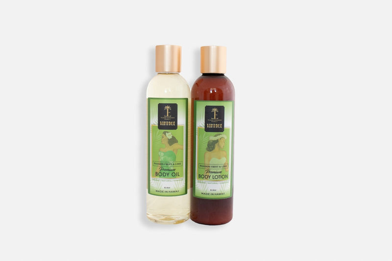 Vintage Body Lotion and Body Oil Oneloa Collection Bundle Island-Essence-Cosmetics Passionfruit & Lime 