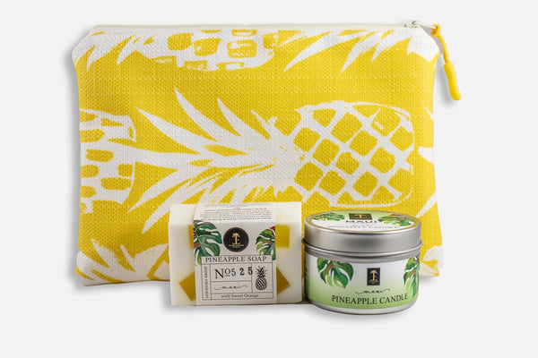 Pineapple Oneloa Collection with Confetti Soap and Travel Candle Bundle Island Essence 