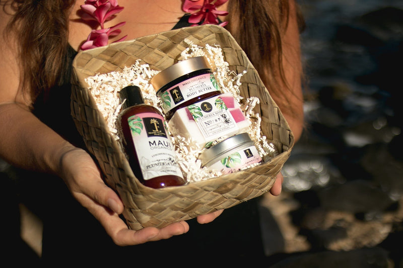 Maui Organics Lauhala Gift Basket 5 Varieties Bundle Island-Essence-Cosmetics 