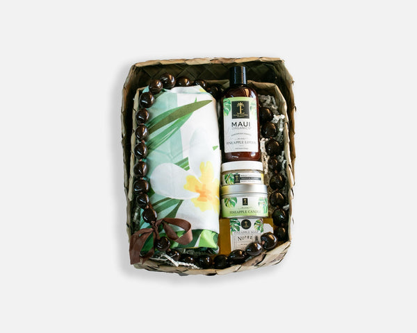 Pineapple Flowers Premium Hawaiian Gift Basket--New! Bundle Island-Essence-Cosmetics 